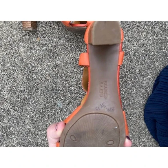 Franco Sarto Womens Orange Leather Strappy Block Heel Sandals Size 8M - Picture 5 of 5